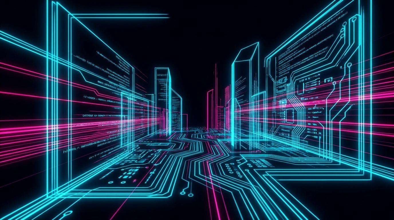 Futuristic development grid representing scheduled website delivery timelines