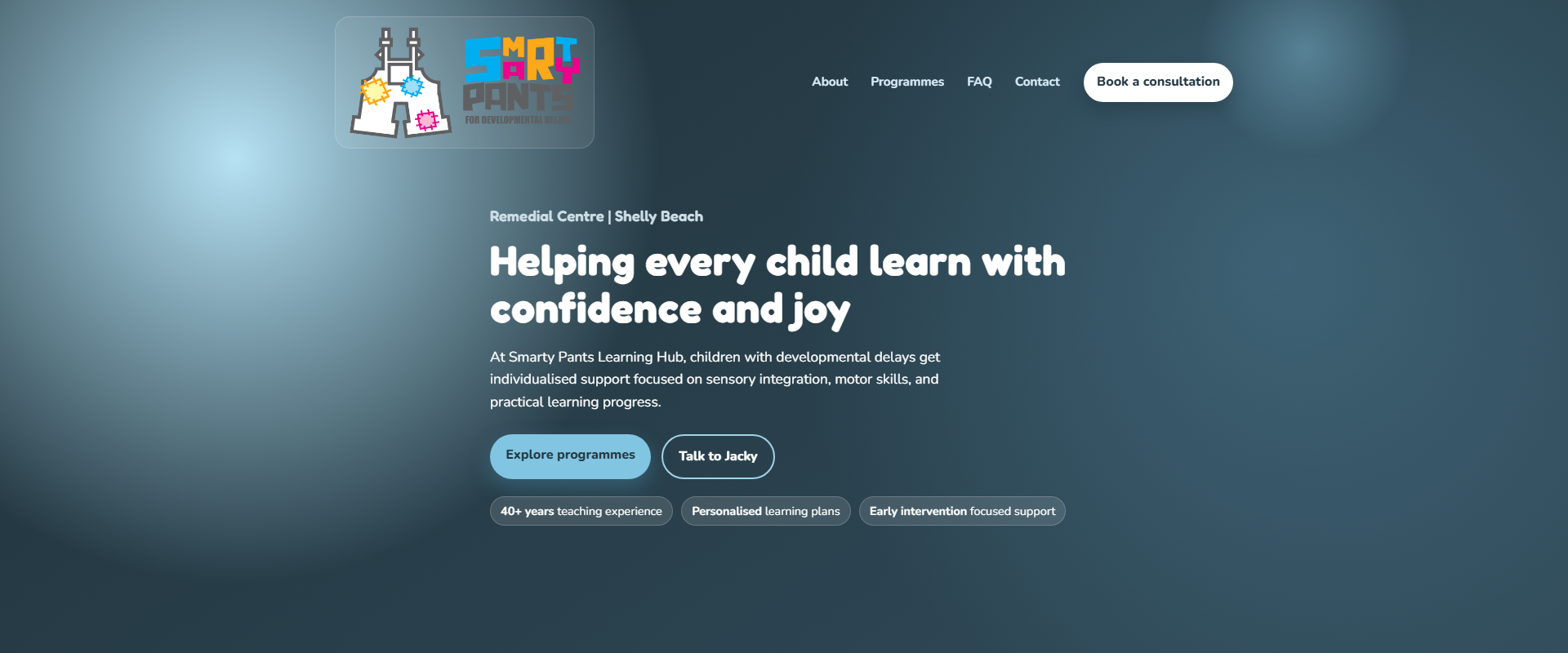 Smarty Pants Learning Hub - Remedial centre Shelly Beach website by Logi-Ink